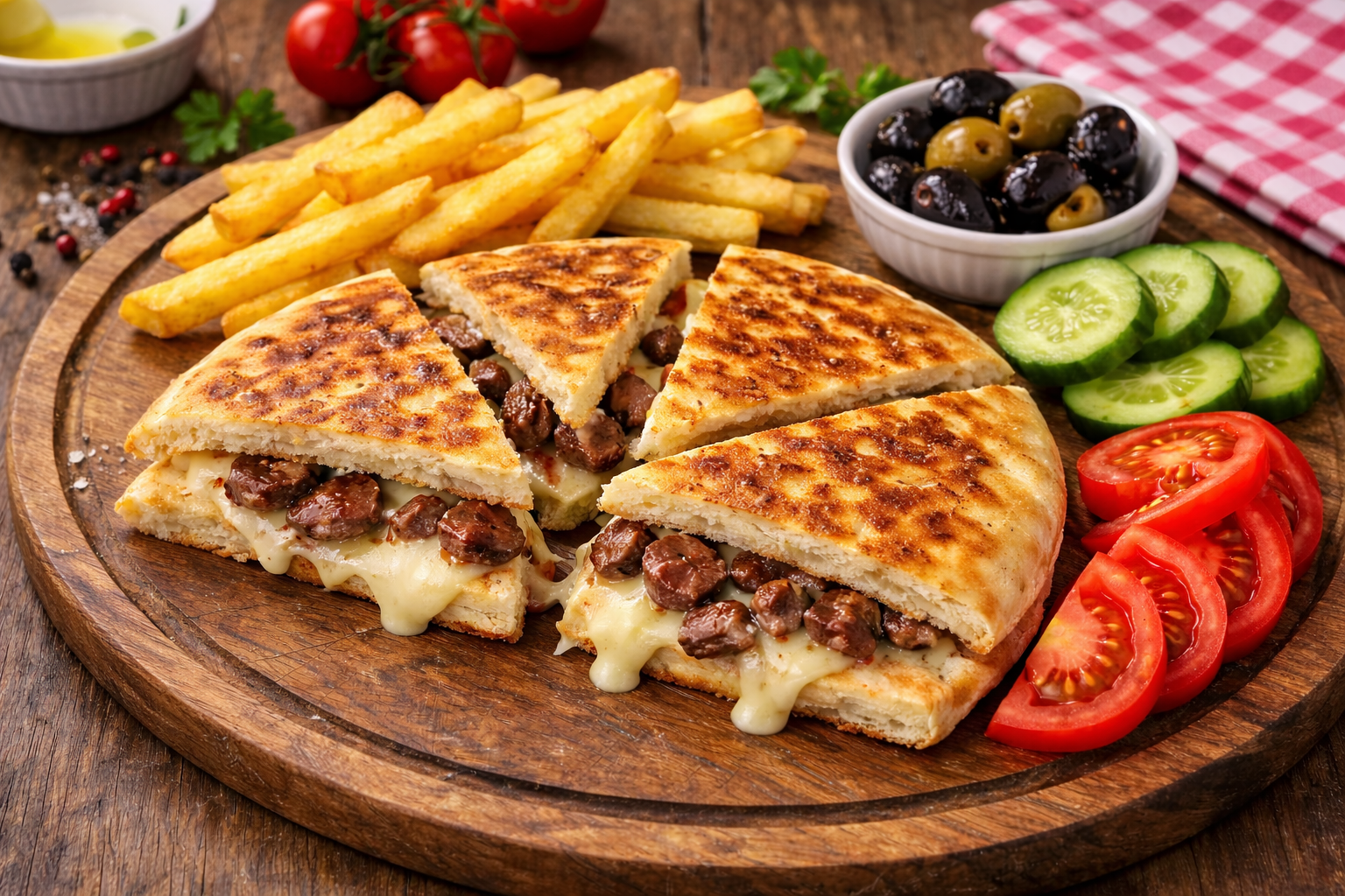 Bazlama Ekmeğinde Kavurmalı Tost