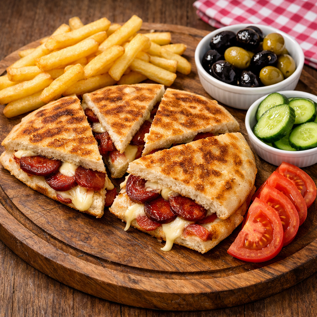 Bazlama Ekmeğinde karşık Tost