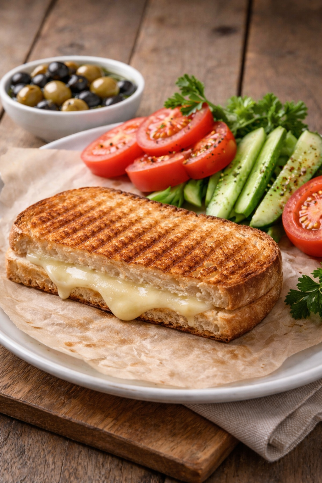 Ayvalık Ekmeğinde Kaşarlı Tost
