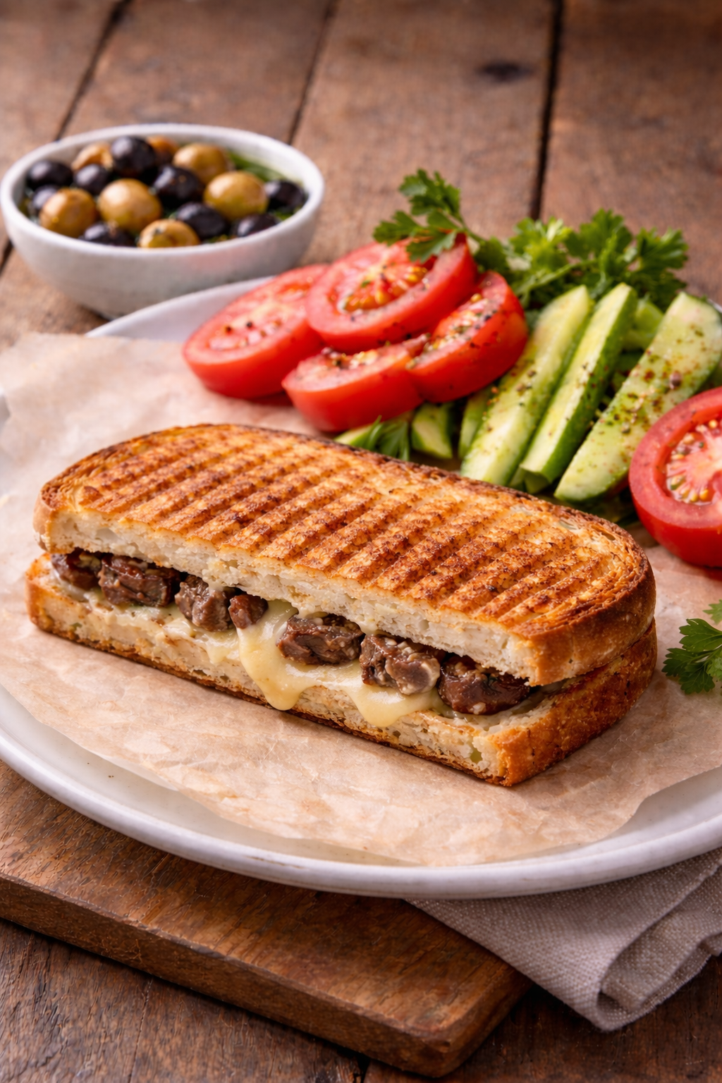 Ayvalık Ekmeğinde Kavurmalı Tost
