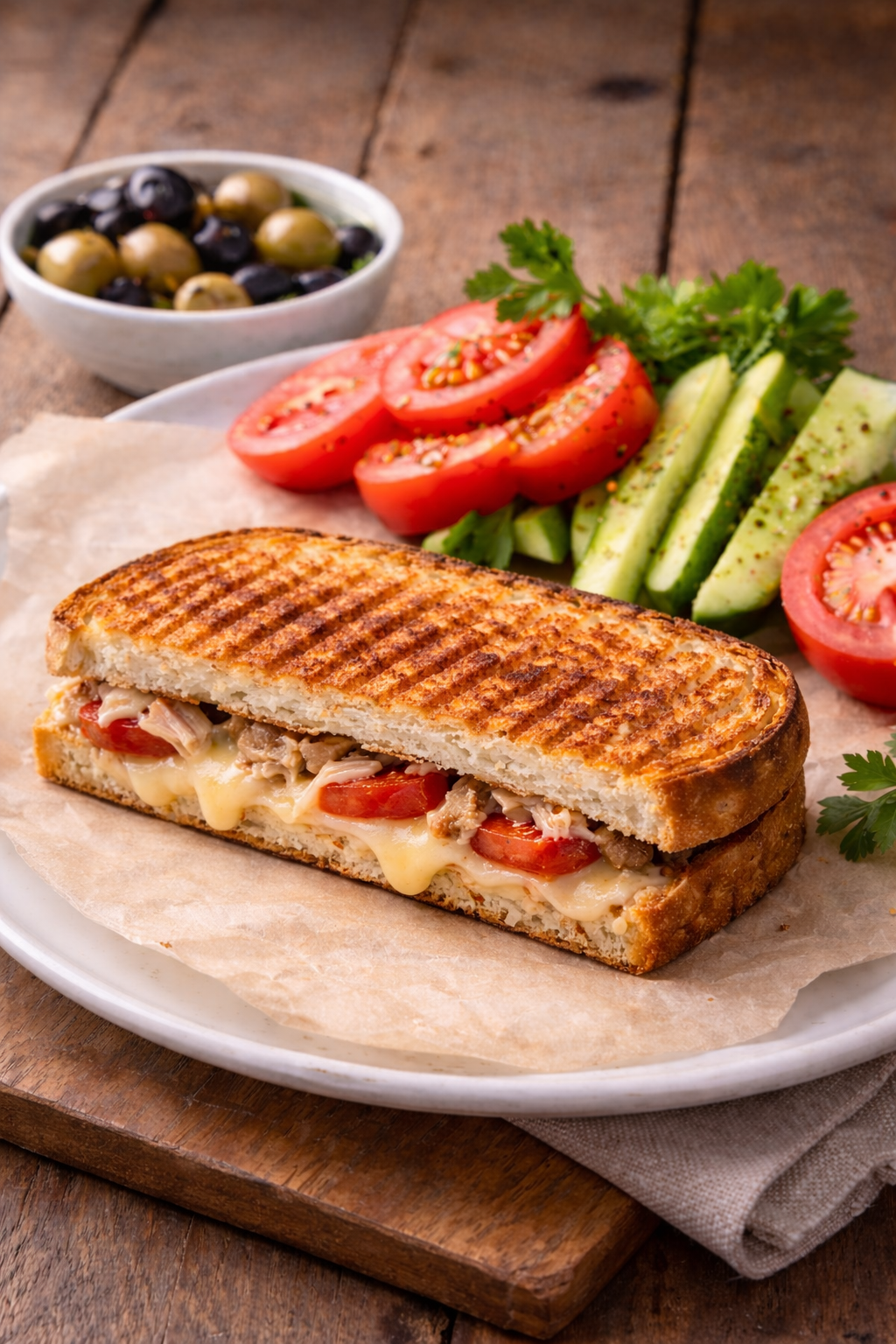 Ayvalık Ekmeğinde Tavuklu Tost